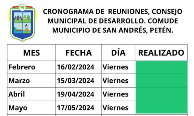 CRONOGRAMA DE REUNIONES COMUDE