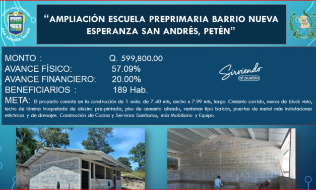 AMPLIACIÓN ESCUELA PREPRIMARIA BARRIO NUEVA ESPERANZA SAN ANDRÉS, PETEN.