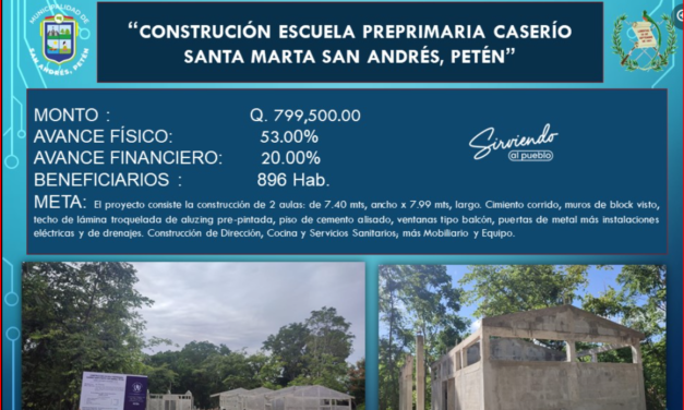CONSTRUCIÓN ESCUELA PREPRIMARIA CASERÍO SANTA MARTA SAN ANDRÉS, PETÉN.