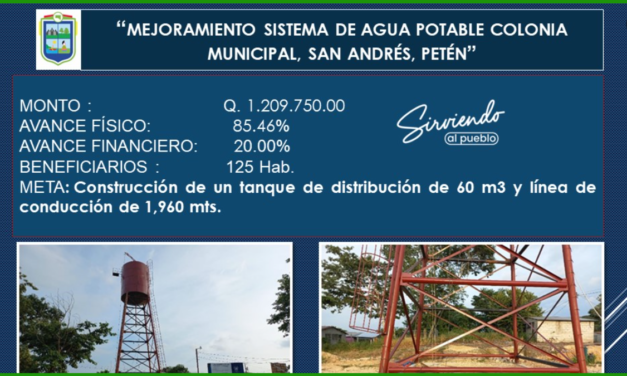 MEJORAMIENTO SISTEMA DE AGUA POTABLE COLONIA MUNICIPAL, SAN ANDRÉS, PETEN.