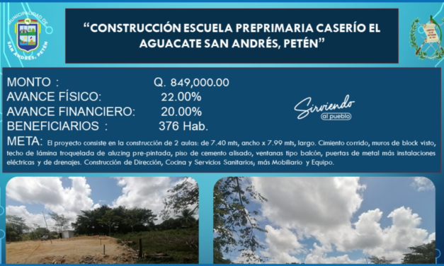CONSTRUCCIÓN ESCUELA PREPRIMARIA CASERÍO EL AGUACATE SAN ANDRÉS, PETÉN