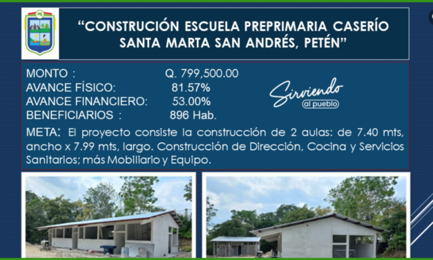 CONSTRUCIÓN ESCUELA PREPRIMARIA CASERÍO SANTA MARTA SAN ANDRÉS, PETÉN