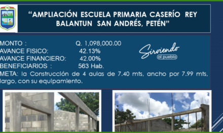 AMPLIACIÓN ESCUELA PRIMARIA CASERÍO REY BALANTUN SAN ANDRÉS, PETÉN