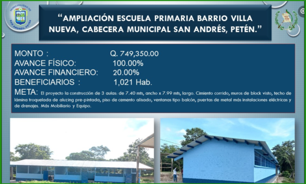 AMPLIACIÓN ESCUELA PRIMARIA BARRIO VILLA NUEVA, CABECERA MUNICIPAL