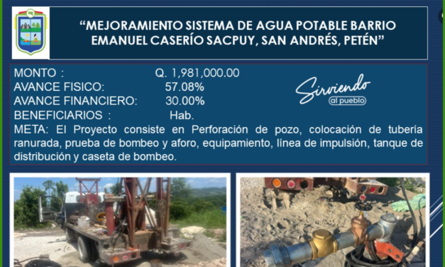 MEJORAMIENTO SISTEMA DE AGUA POTABLE BARRIO EMANUEL CASERÍO SACPUY, SAN ANDRÉS, PETÉN