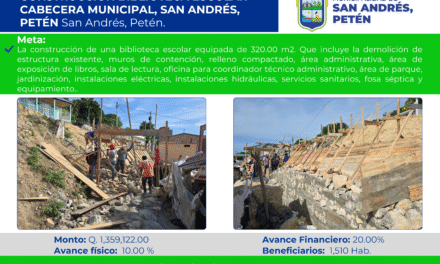 Avanza Construcción de la Biblioteca Escolar en la Cabecera Municipal de San Andrés, Petén