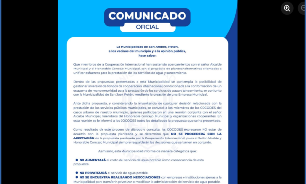 Servicio Municipal de Agua – COMUNICADO OFICIAL